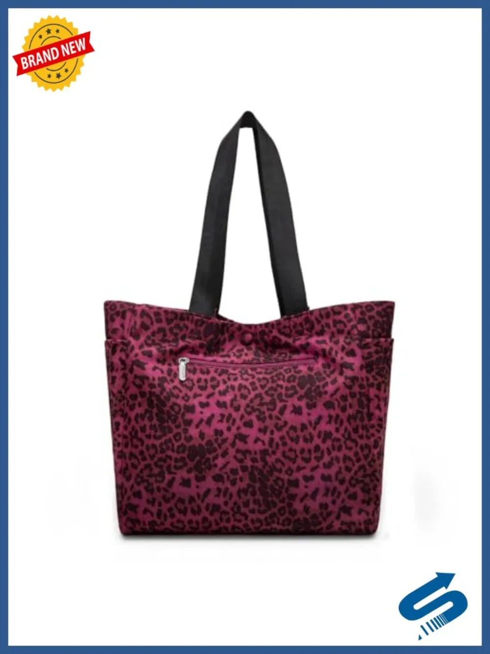 Large Leopard Print Tote Bag with Detachable Strap for Women - Work, Travel, Gym